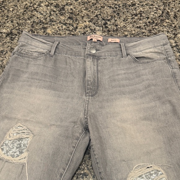 Juicy Couture Y2K Vintage Distressed Gray Women Jeans Size 14 - Picture 4 of 9